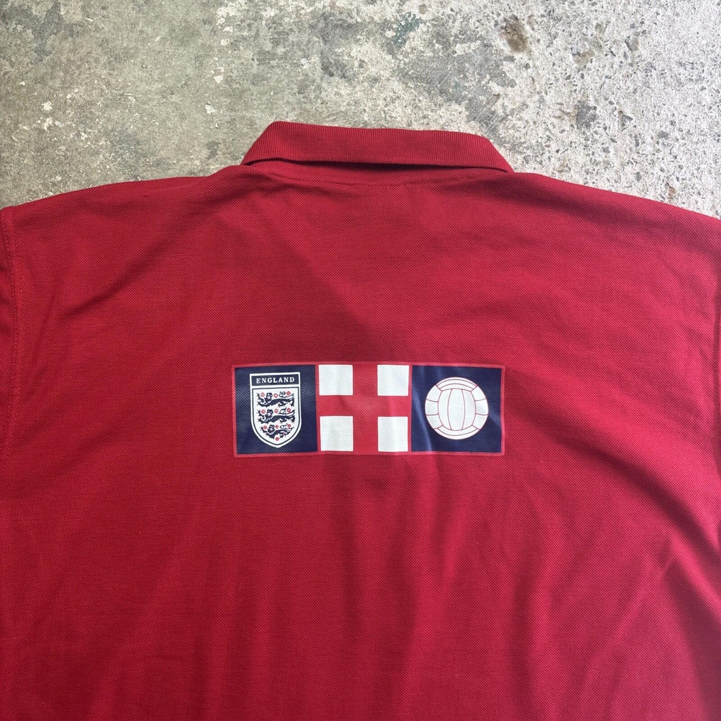 Red England Football Admiral Print Polo Shirt | Size: XL