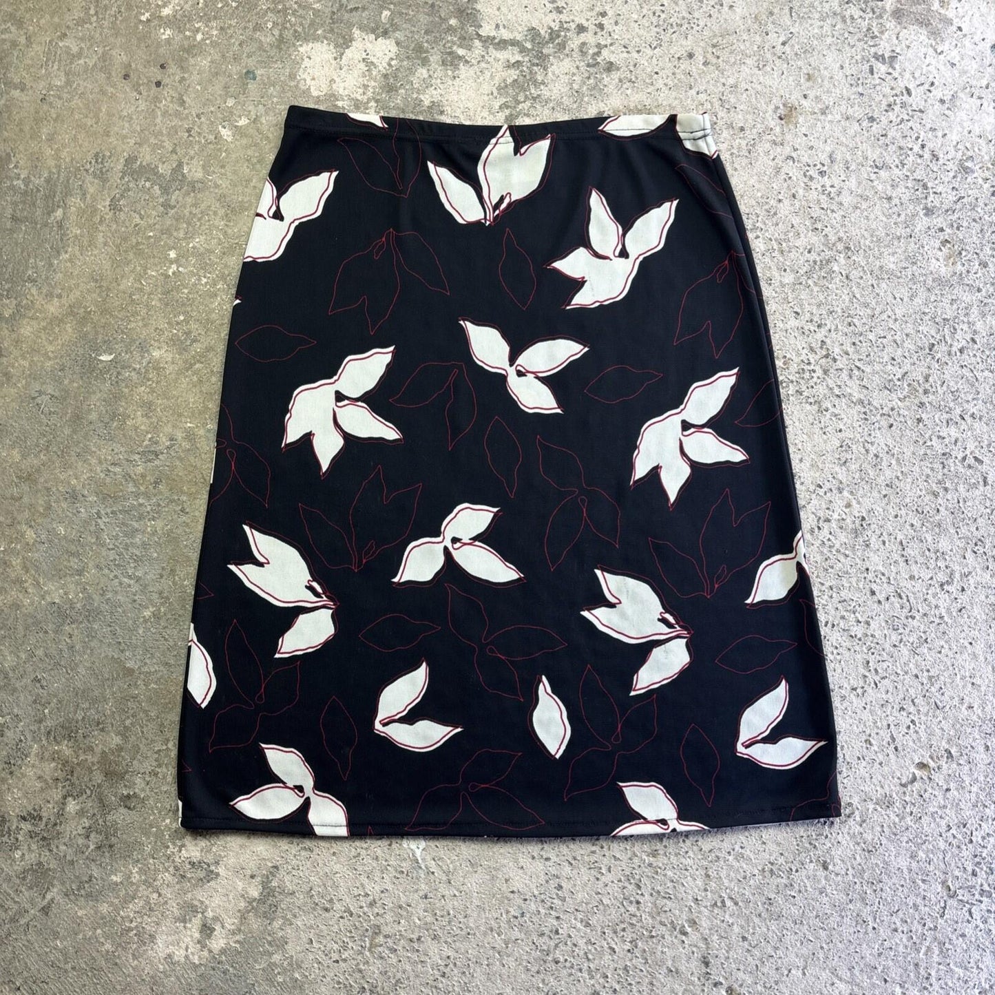 Black & White Floral Hennes Midi Skirt | M