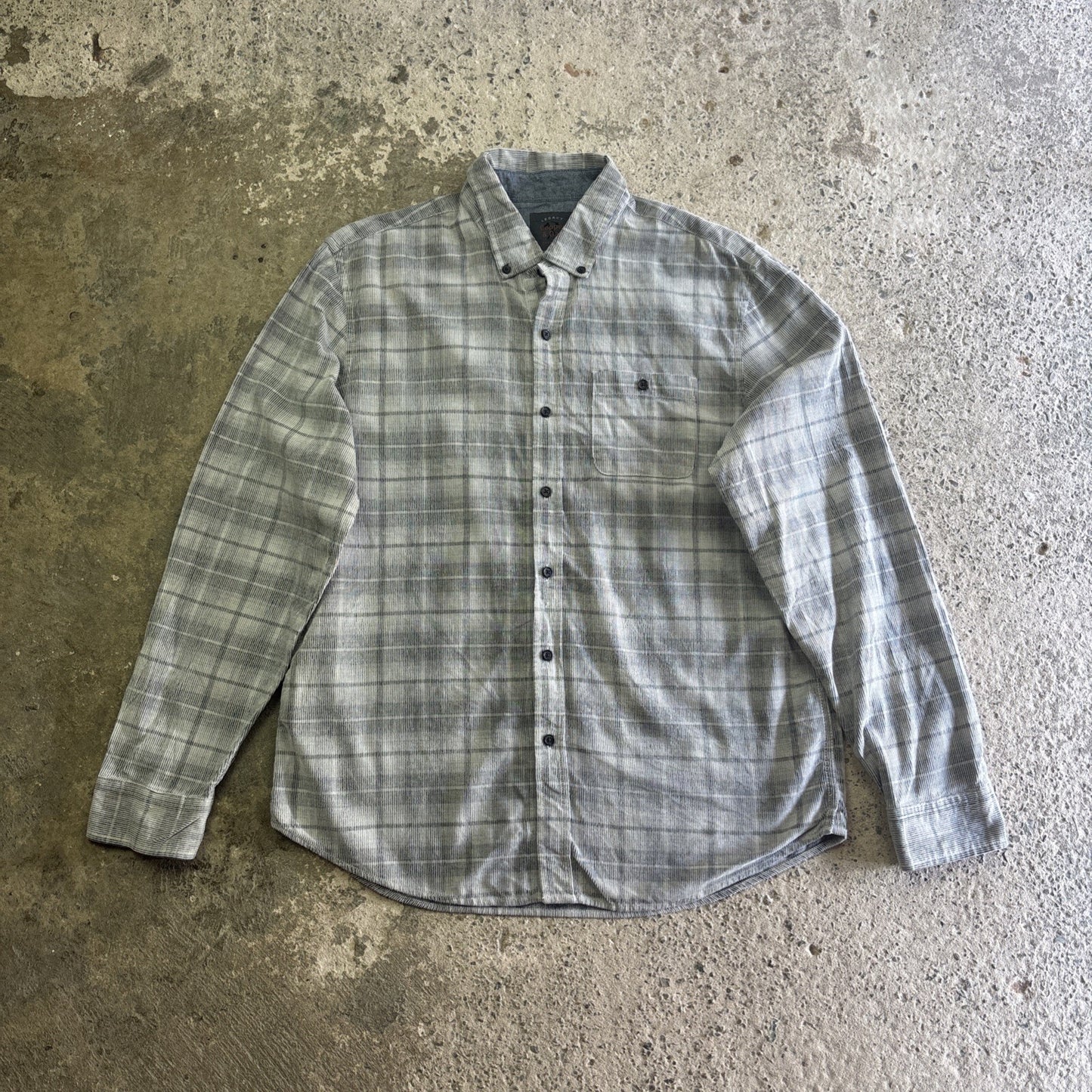 Grey Checkered Corduroy Long Sleeve Shirt | Size L