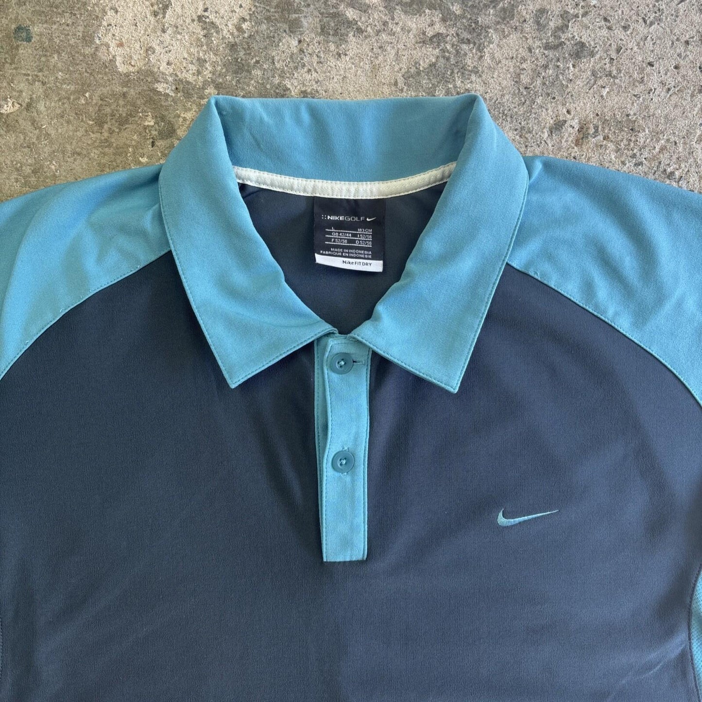 Navy & Blue Nike Dri-Fit Golf Button Up Polo Shirt | Size: L
