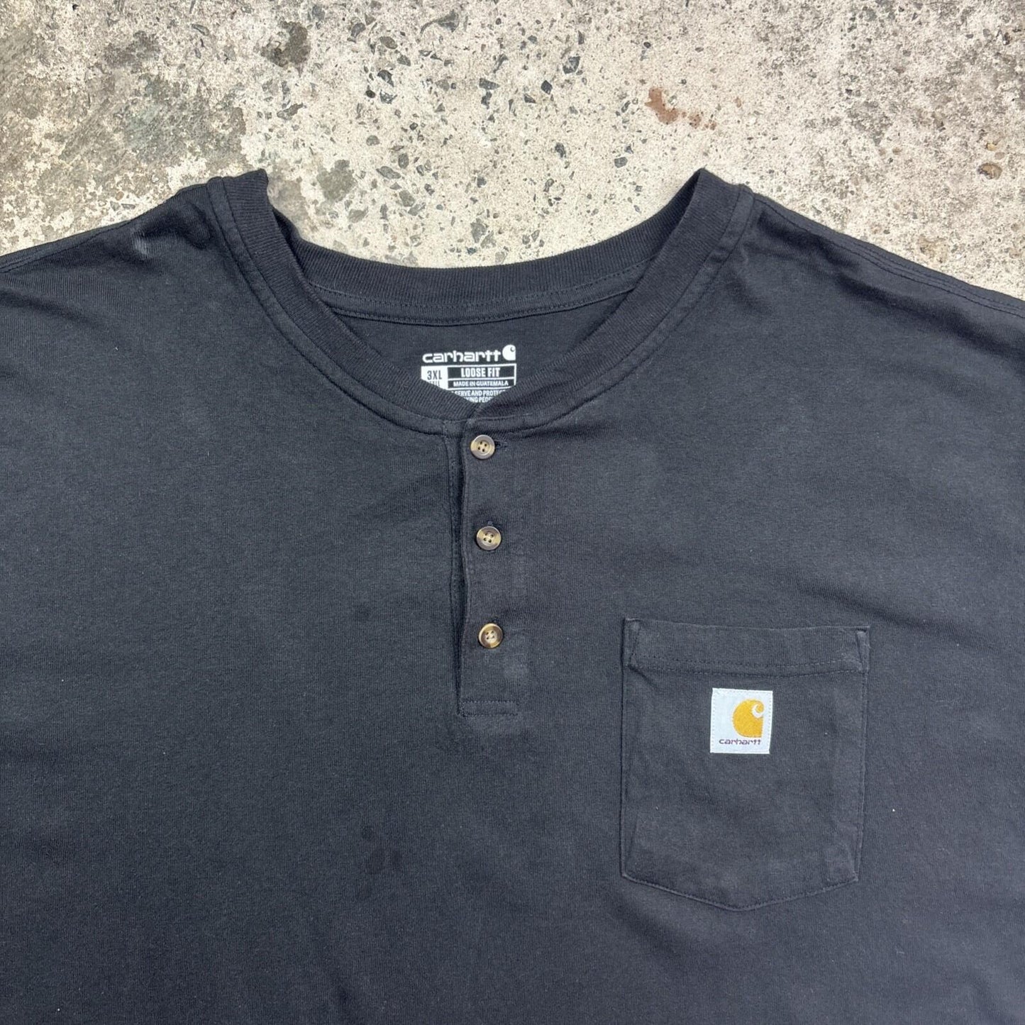 Black Carhartt Button Up Loose T-Shirt With Chest Pocket | Size 3XL