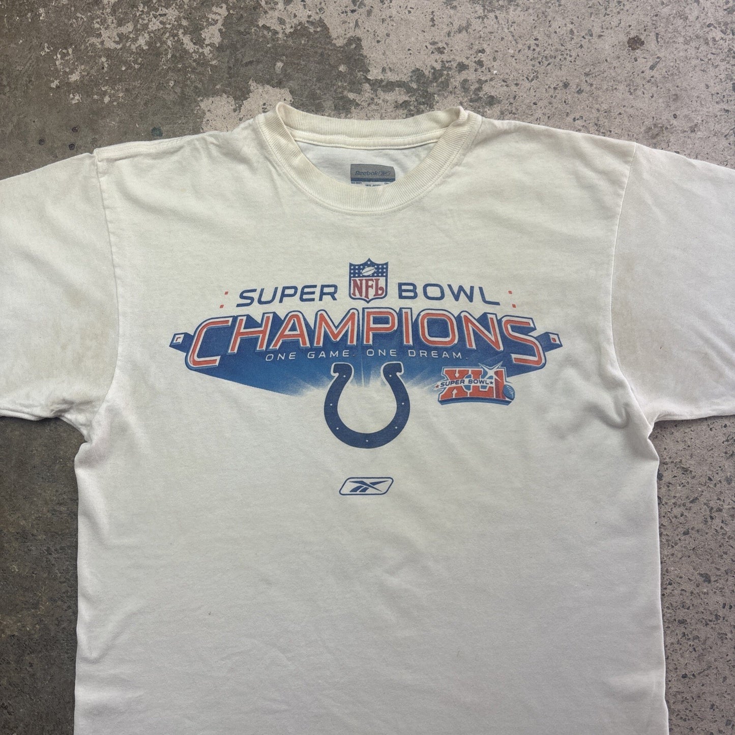 Vintage White Reebok Super Bowl 2007 Graphic T-Shirt | XL