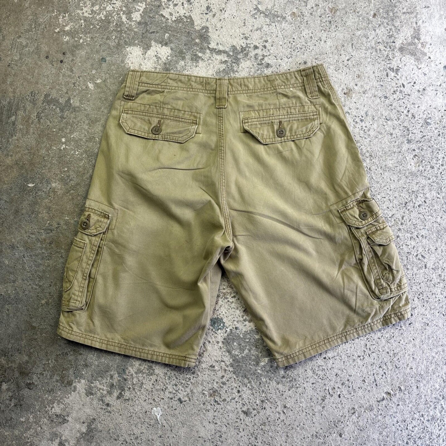 Khaki Green Cotton Lee Cargo Shorts | W30