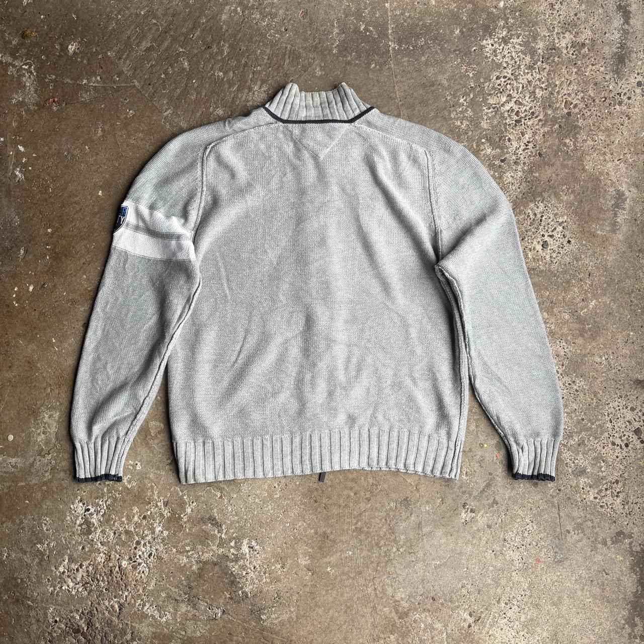 Grey Tommy Hilfiger Full-Zip Knit Sweater - XL