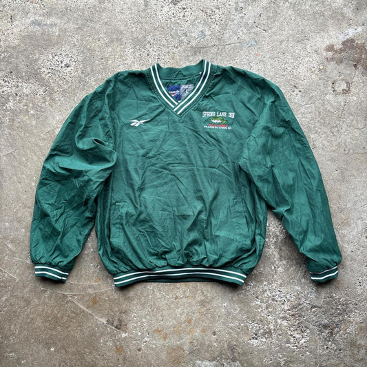 Green Reebok v-neck sweatshirt with embroidered logos
