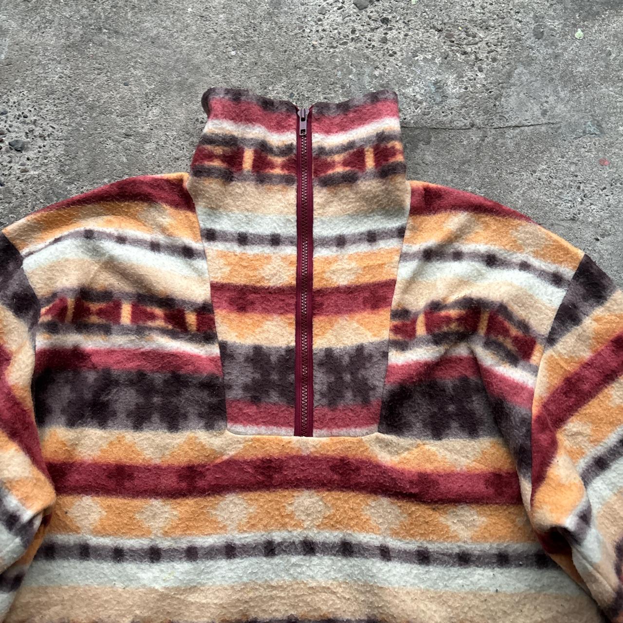 Vintage Orange and red crazy fleece