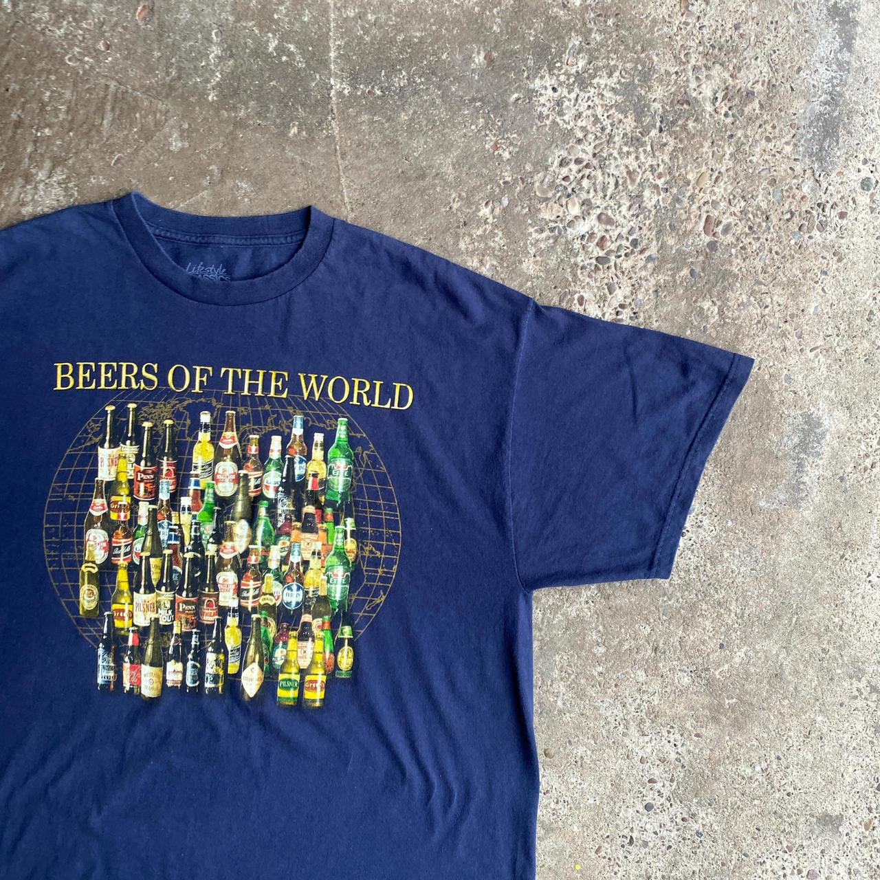Navy Graphic ‘Beers of the World’ T-Shirt - XL