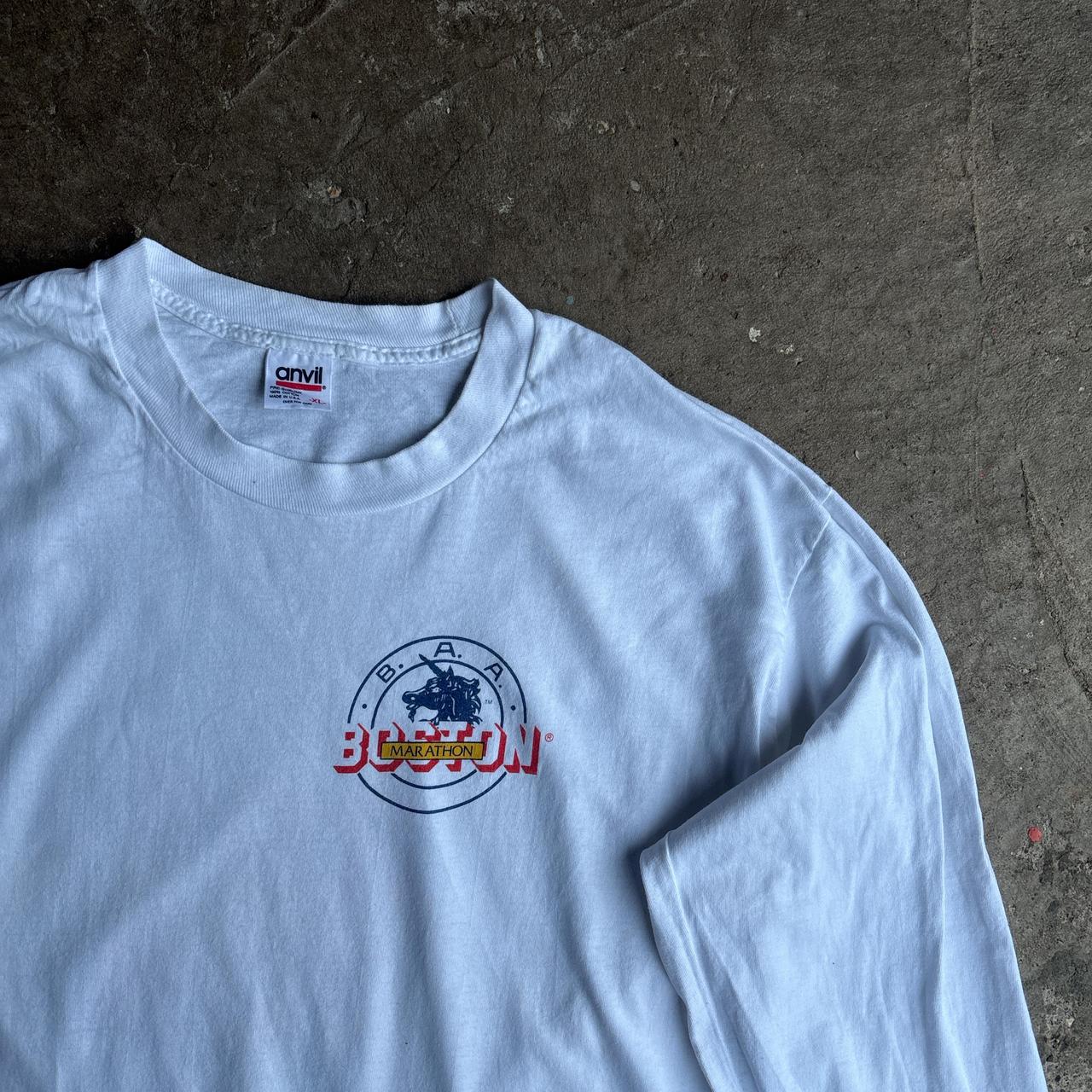 White Boston Marathon Long Sleeve Graphic T-Shirt - XL