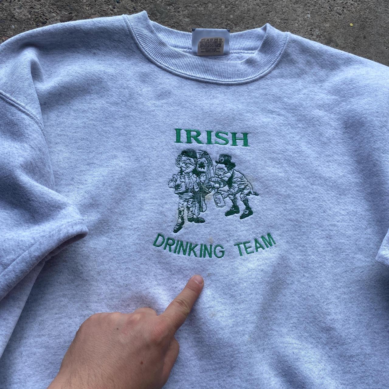 Grey Lee sweatshirt with ‘Irish Drinking Team’ embroidered design - XL