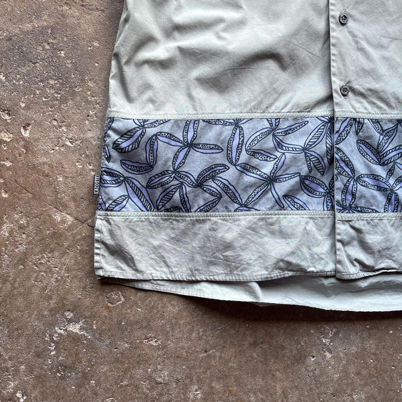 Light Green Patterned Lacoste Short Sleeve Shirt