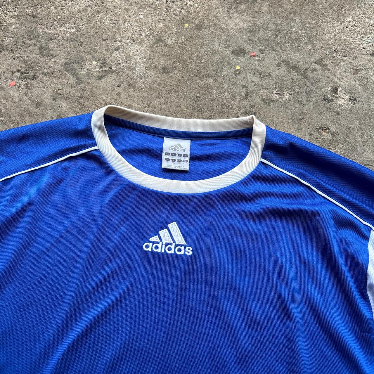 Blue and white Adidas long sleeve active top