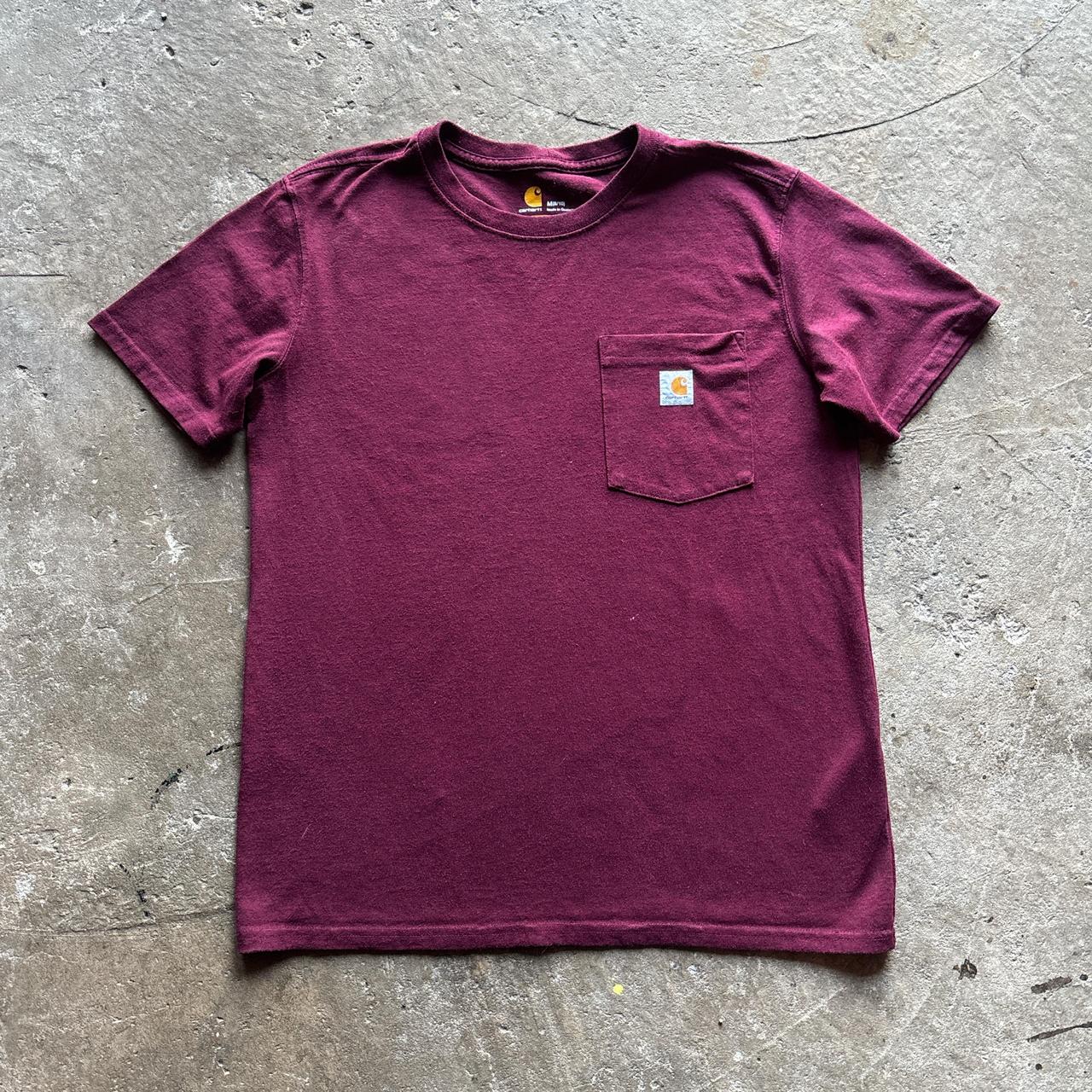 Burgundy Carhartt single pocket tee - M (8/10)