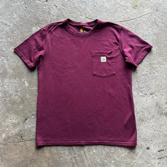 Burgundy Carhartt single pocket tee - M (8/10)