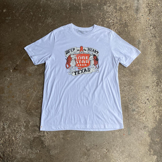 White Graphic ‘Lone Star Beer’ Graphic T-Shirt - XL