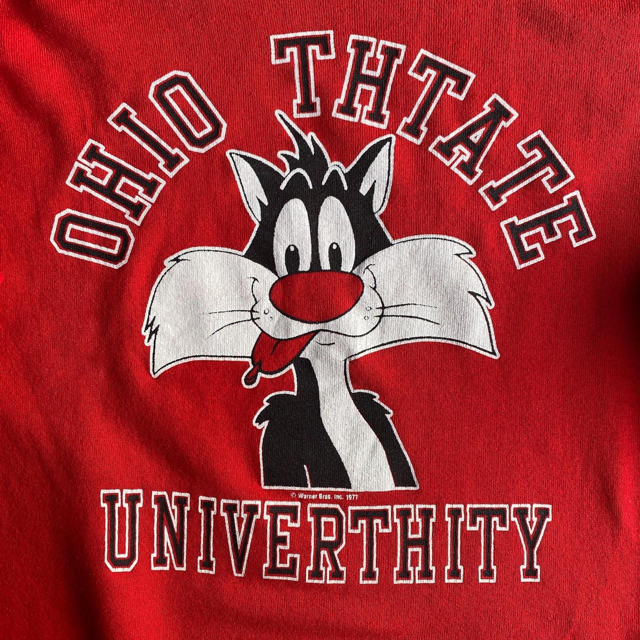 Vintage Red Looney Tunes Sylvester the Cat "Ohio Thtate Univerthity" Crewneck Sweatshirt -