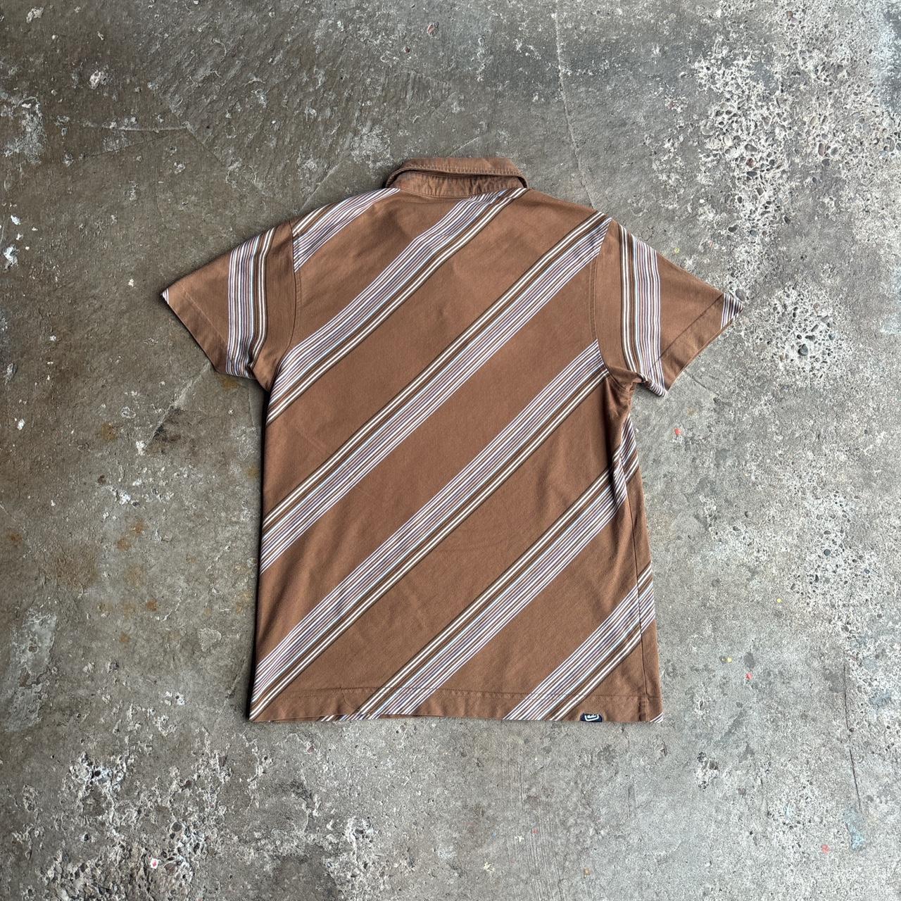 Brown Y2K Striped Billabong Polo Shirt