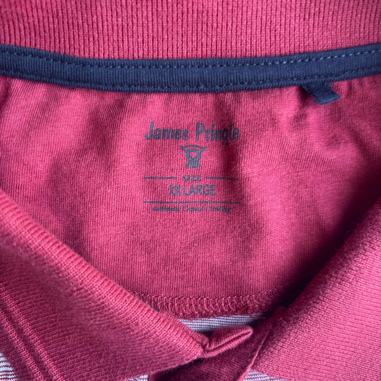Striped Burgundy & White James Pringle Polo Shirt