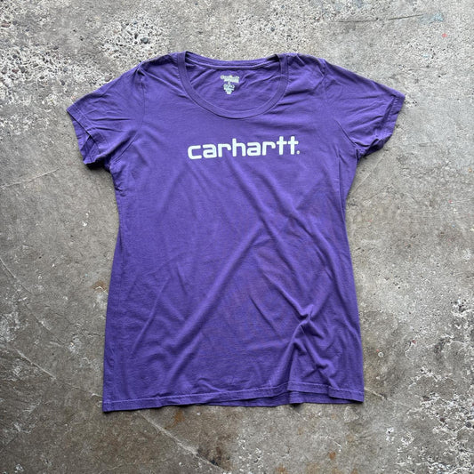 Purple Carhartt v-neck t-shirt - L