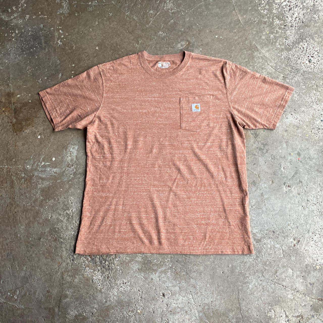Textured Orange Carhartt Pocket T-Shirt - L