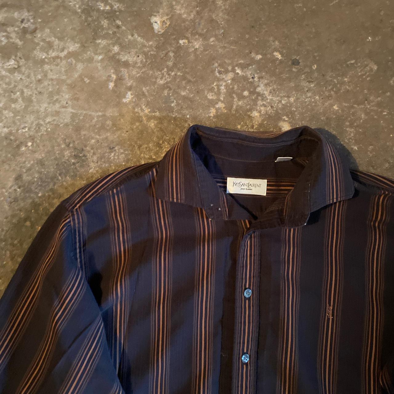 Black & Brown Stripe Yves Saint Laurent Long Sleeve Shirt - L