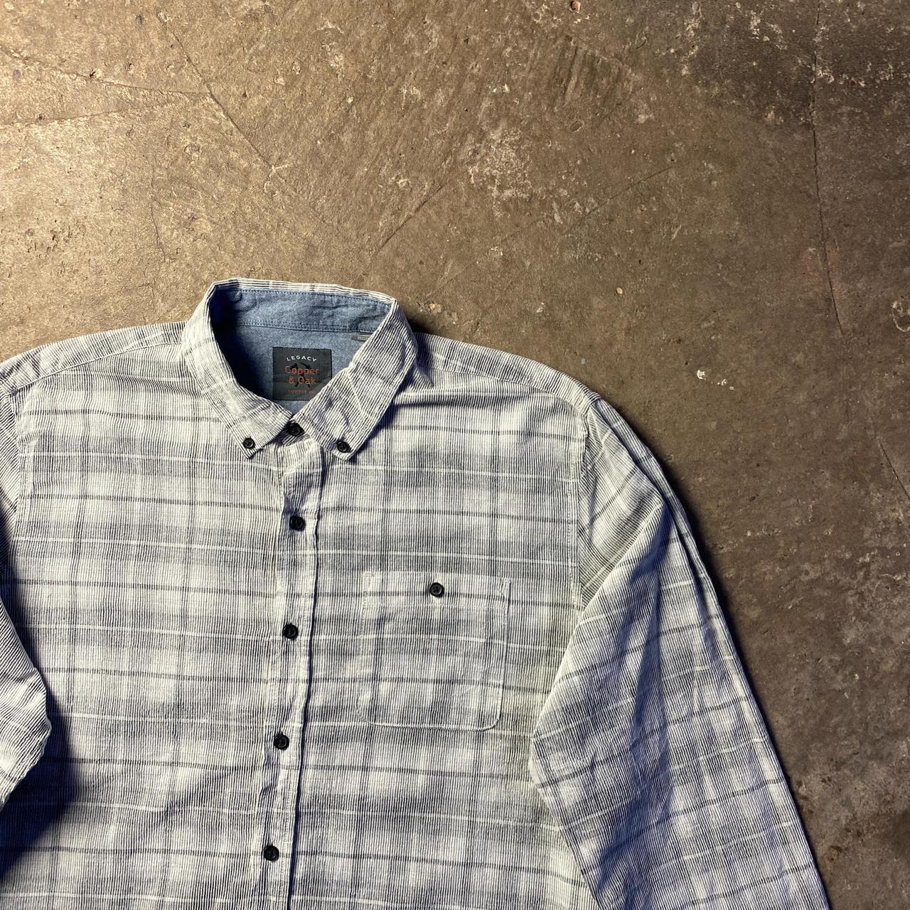 Grey & White Plaid Corduroy Long Sleeve Shirt - XL