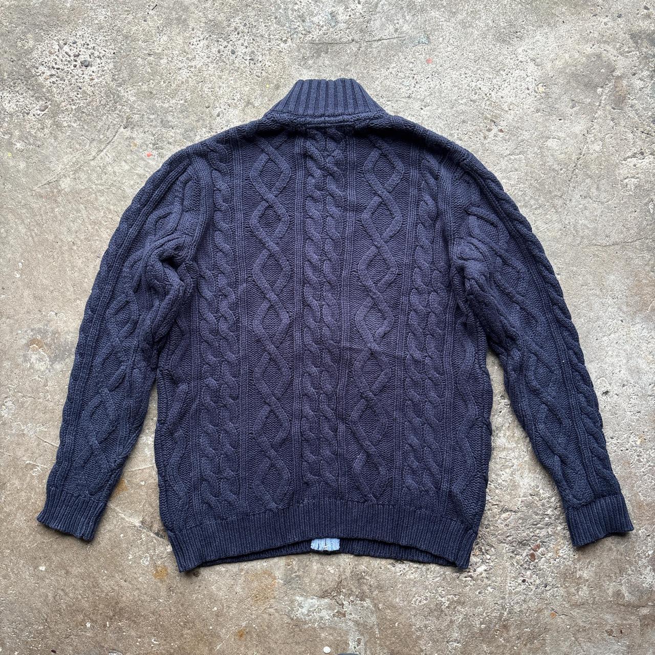 Navy blue Tommy Hilfiger cable knit zip up sweater