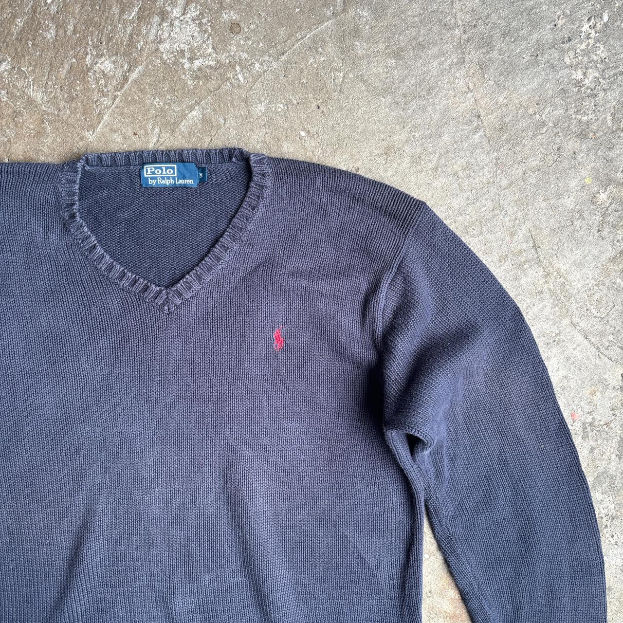 Navy Polo Ralph Lauren V-Neck Sweater - M