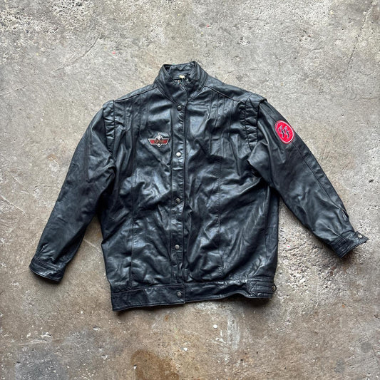 Black Leather Biker jacket with patches