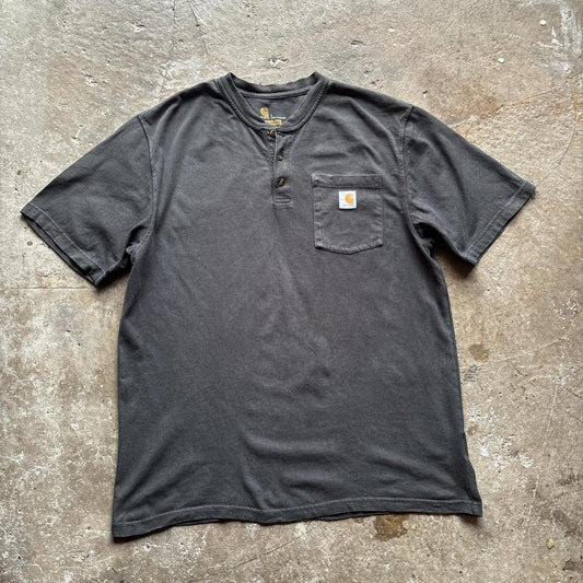 Washed Black Carhartt button-up t-shirt - L