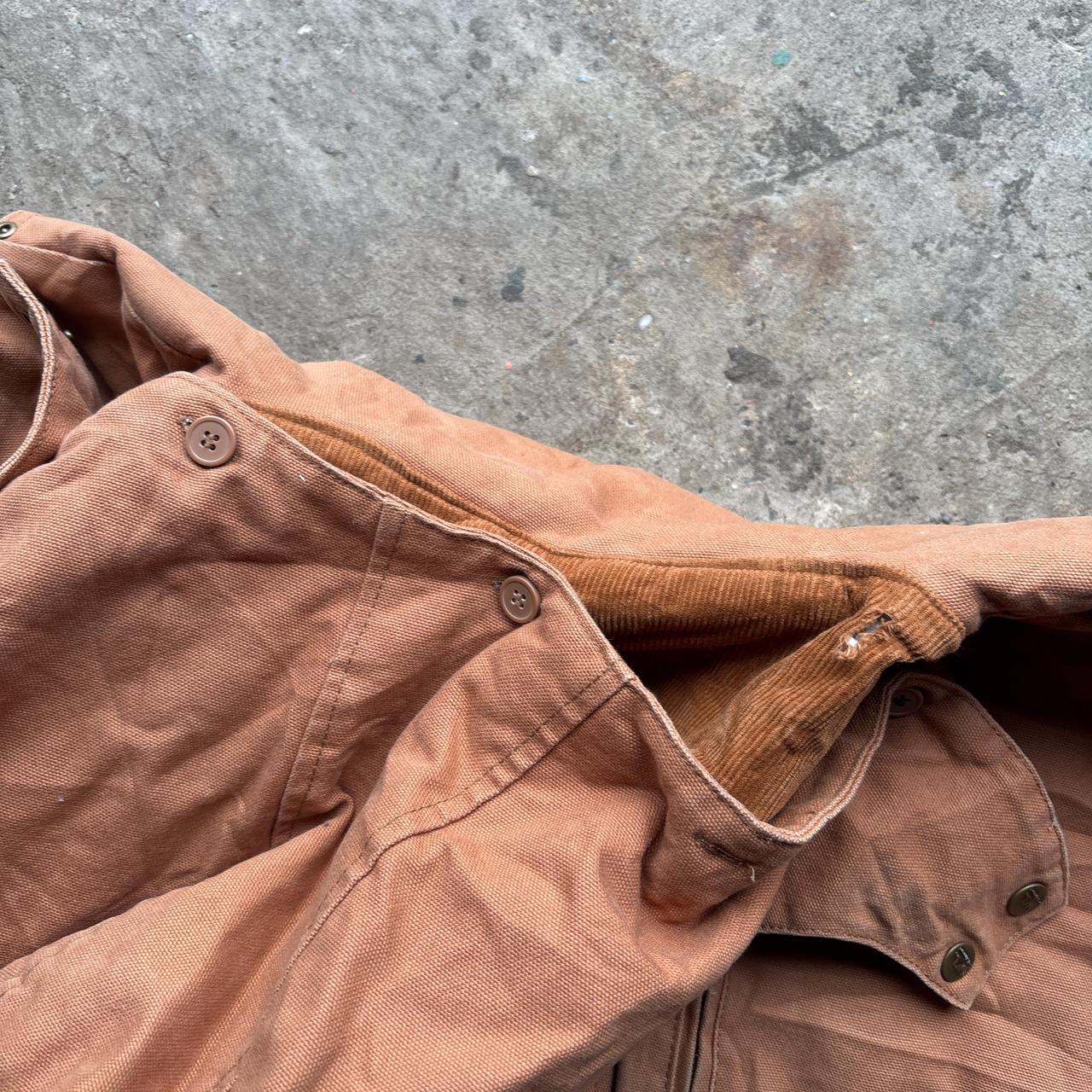Wells Lamont Tan workwear jacket with corduroy collar and removable hood