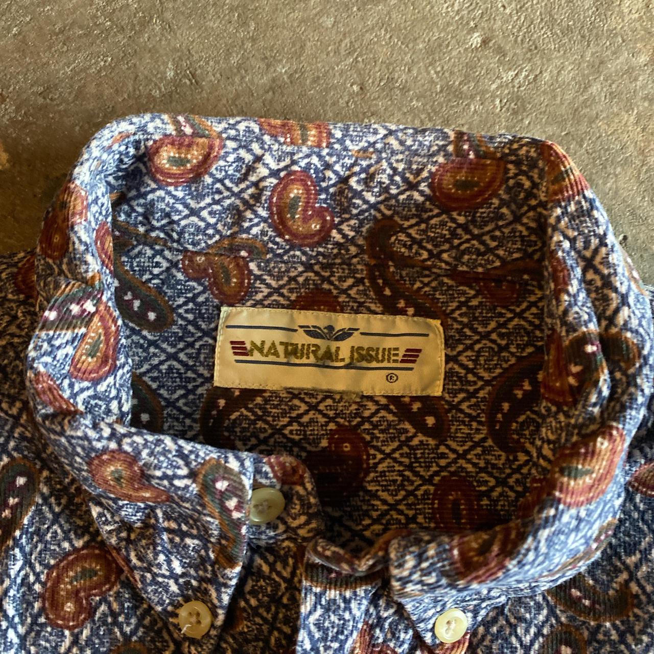 Multi Coloured Paisley Button Up Corduroy Shirt - XL