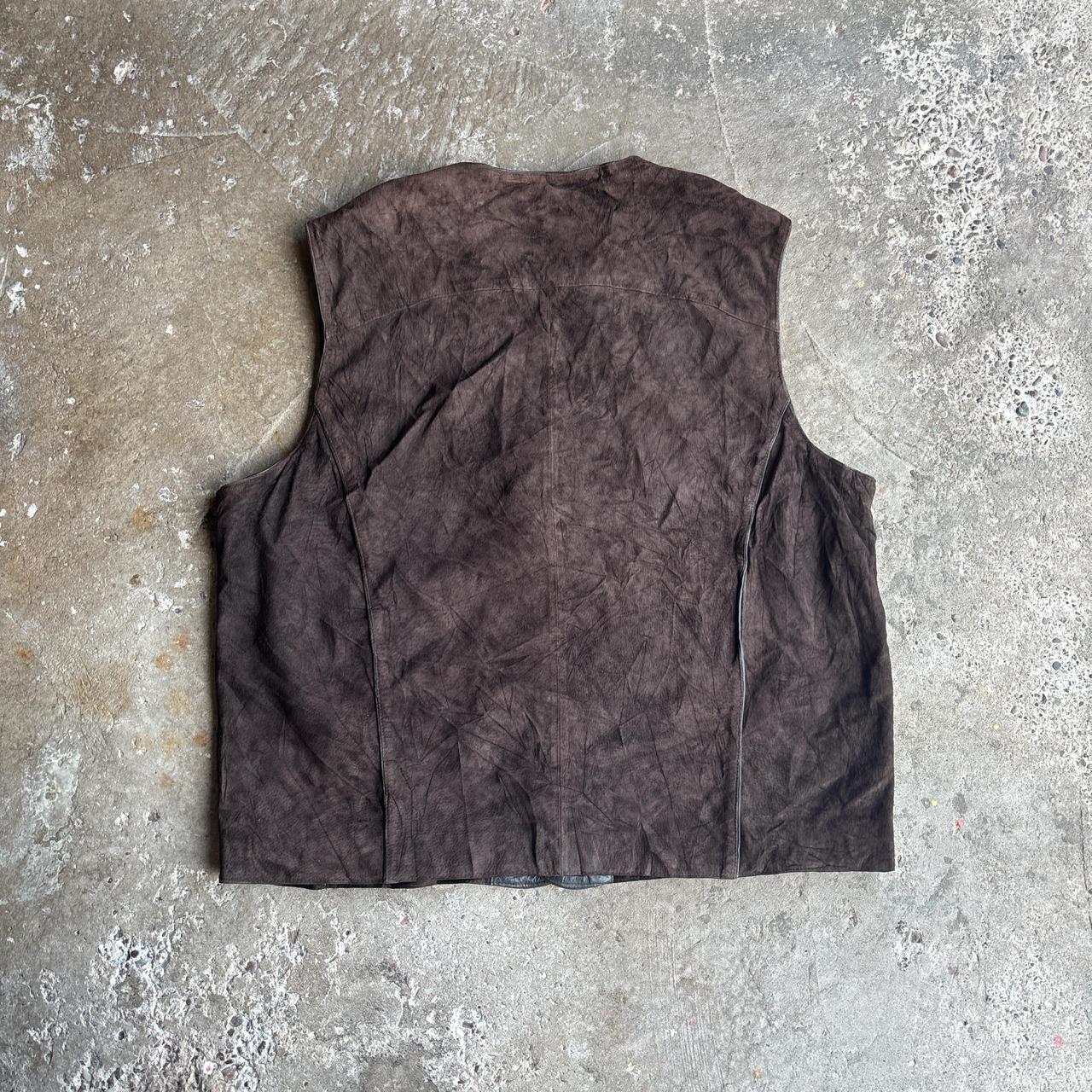 Vintage Distler Suede Vest w/ Leather Collar - 2XL