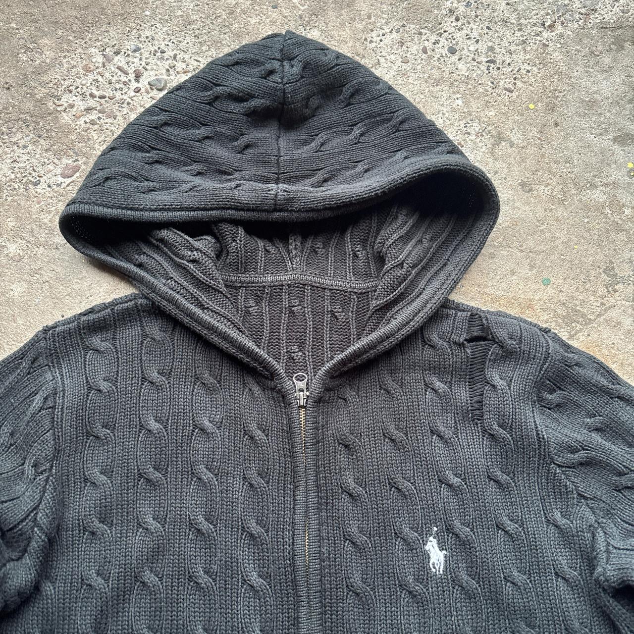 Black Ralph Lauren cable knit zip-up hoody - L