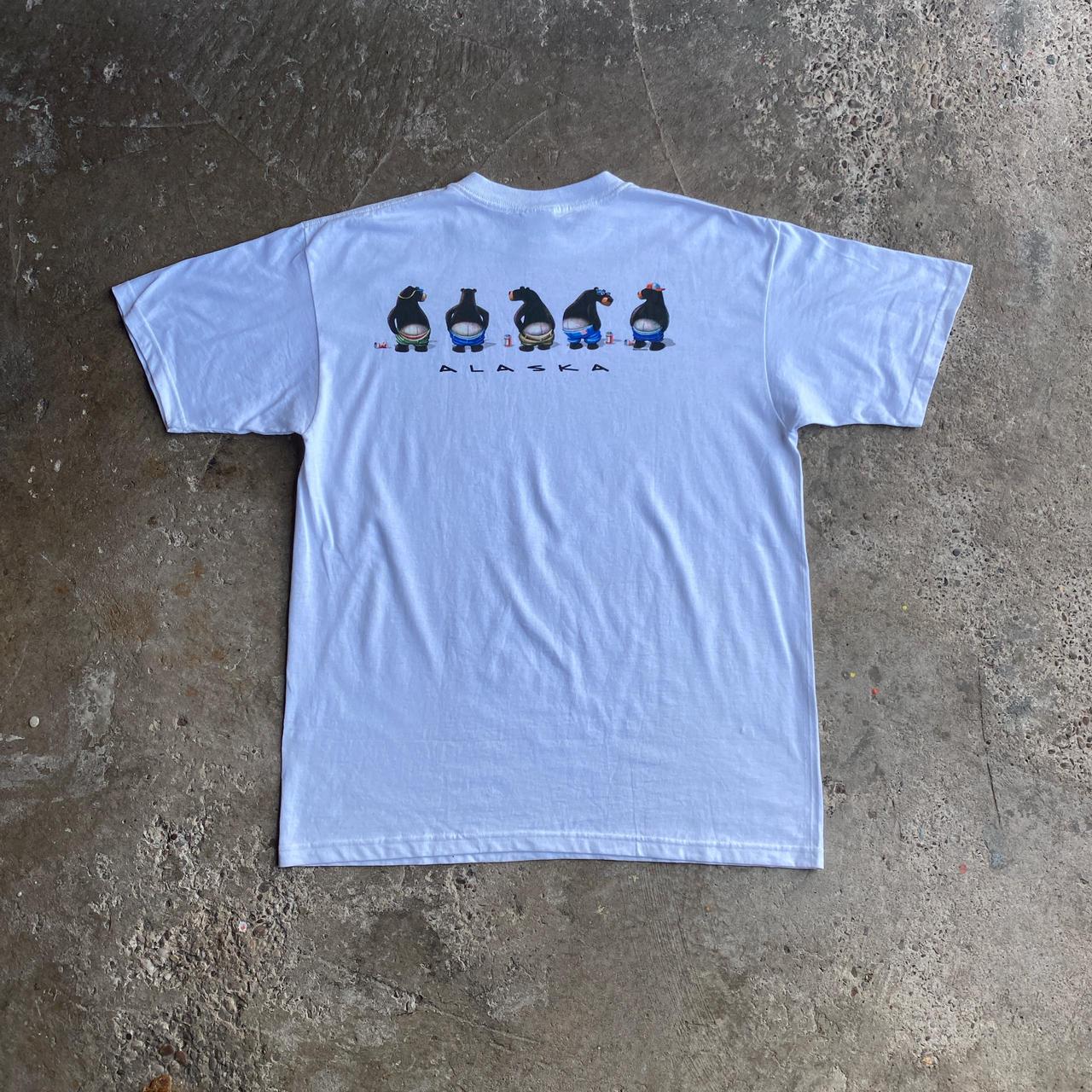 White Alaska Beer Bear Graphic T-Shirt - L