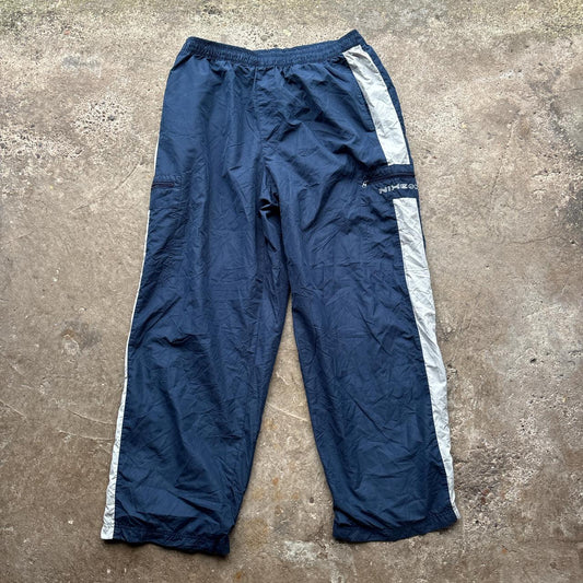 00s Navy and grey Nike track pants with embroidered logo
