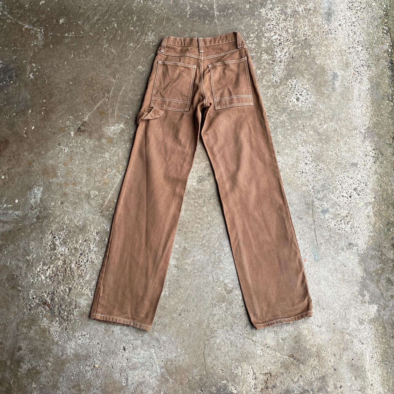 Brown Carpenter Trousers w/ Contrast Stitching - W26