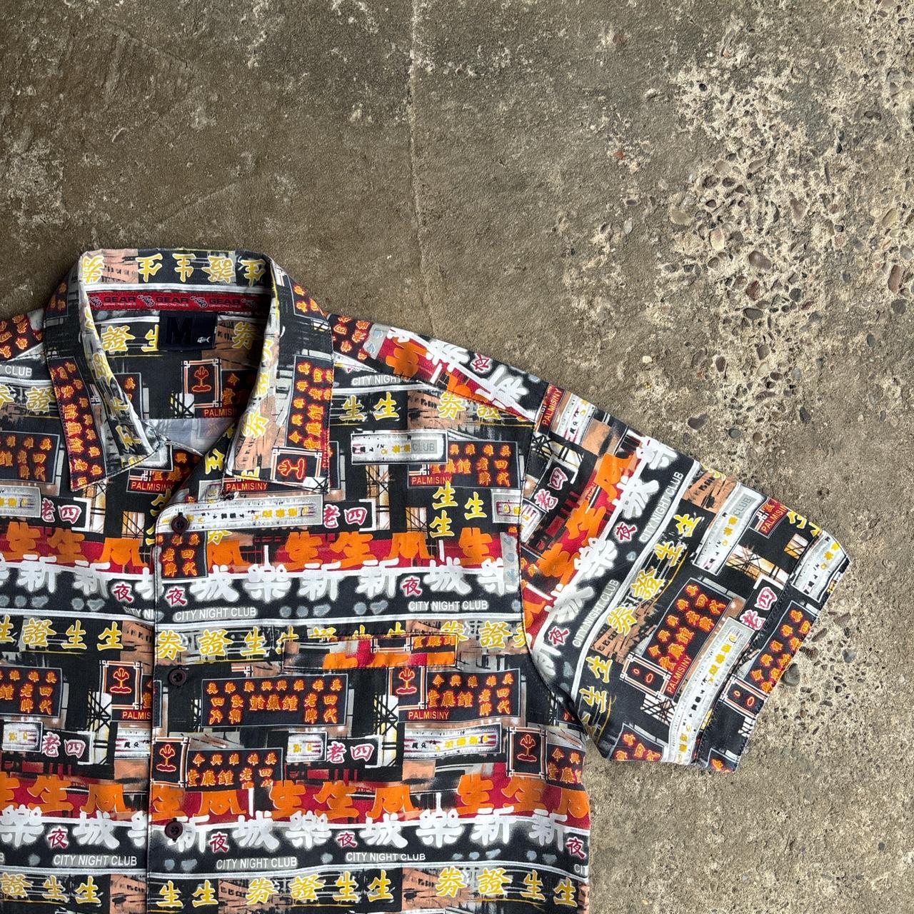 Japanese Graphic Fishbone Short Sleeve Shirt