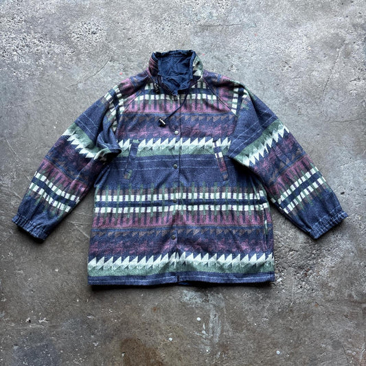Vintage reversible Aztec pattern and blue jacket