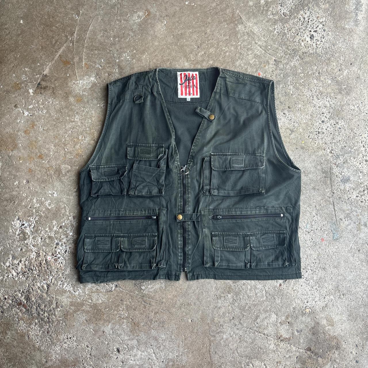 Washed Black Utility Vest w/ Technical Pockets - XL