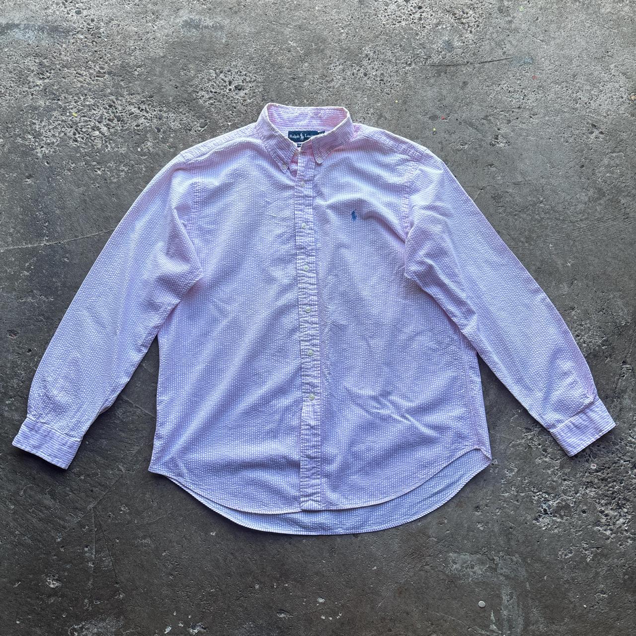 Vintage pink and white striped Polo Ralph Lauren shirt - XL