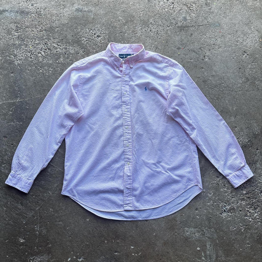 Vintage pink and white striped Polo Ralph Lauren shirt - XL