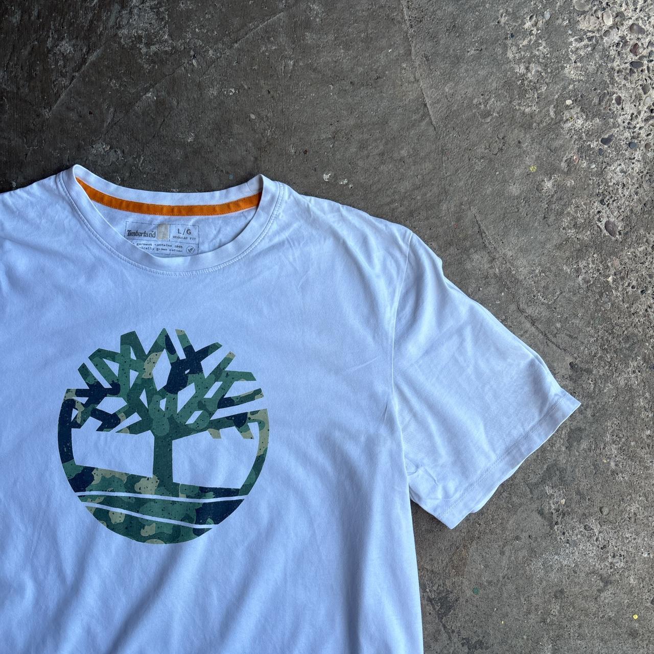 White Timberland Camo Graphic Logo T-Shirt