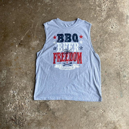 Grey Graphic Vest Top - L