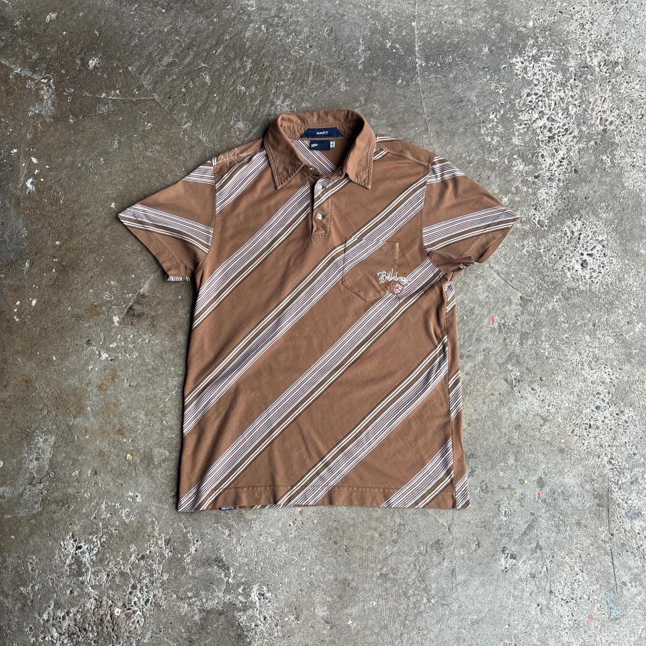 Brown Y2K Striped Billabong Polo Shirt