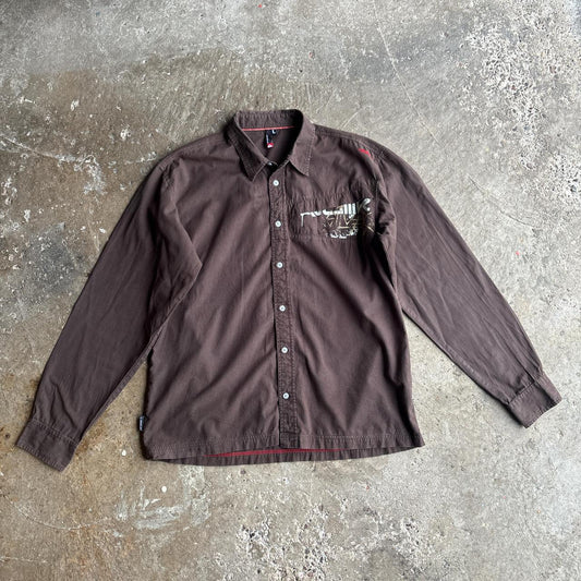 00s Brown Quiksilver shirt - L