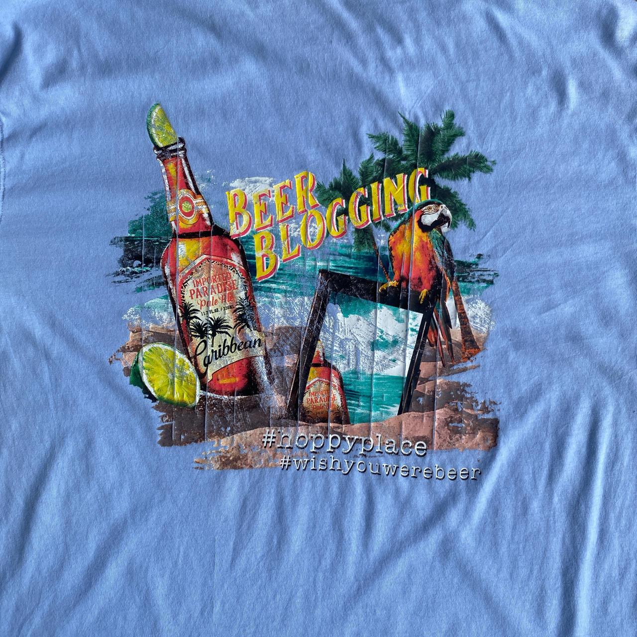 Light Blue Graphic Beer T-Shirt - L