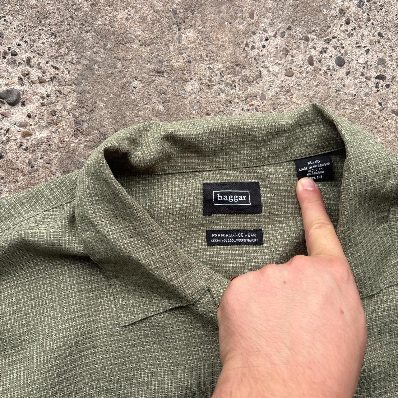 Green Haggar chequered short-sleeved shirt - XL