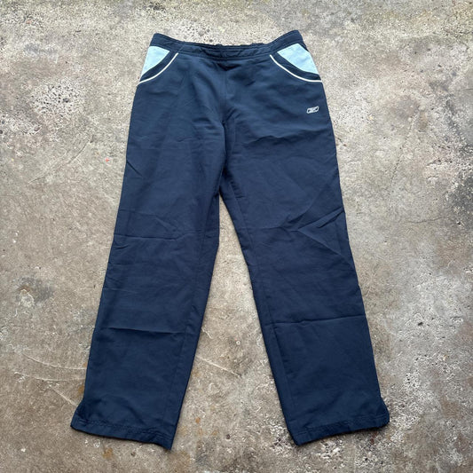 Navy blue Reebok sweatpants with embroidered logo