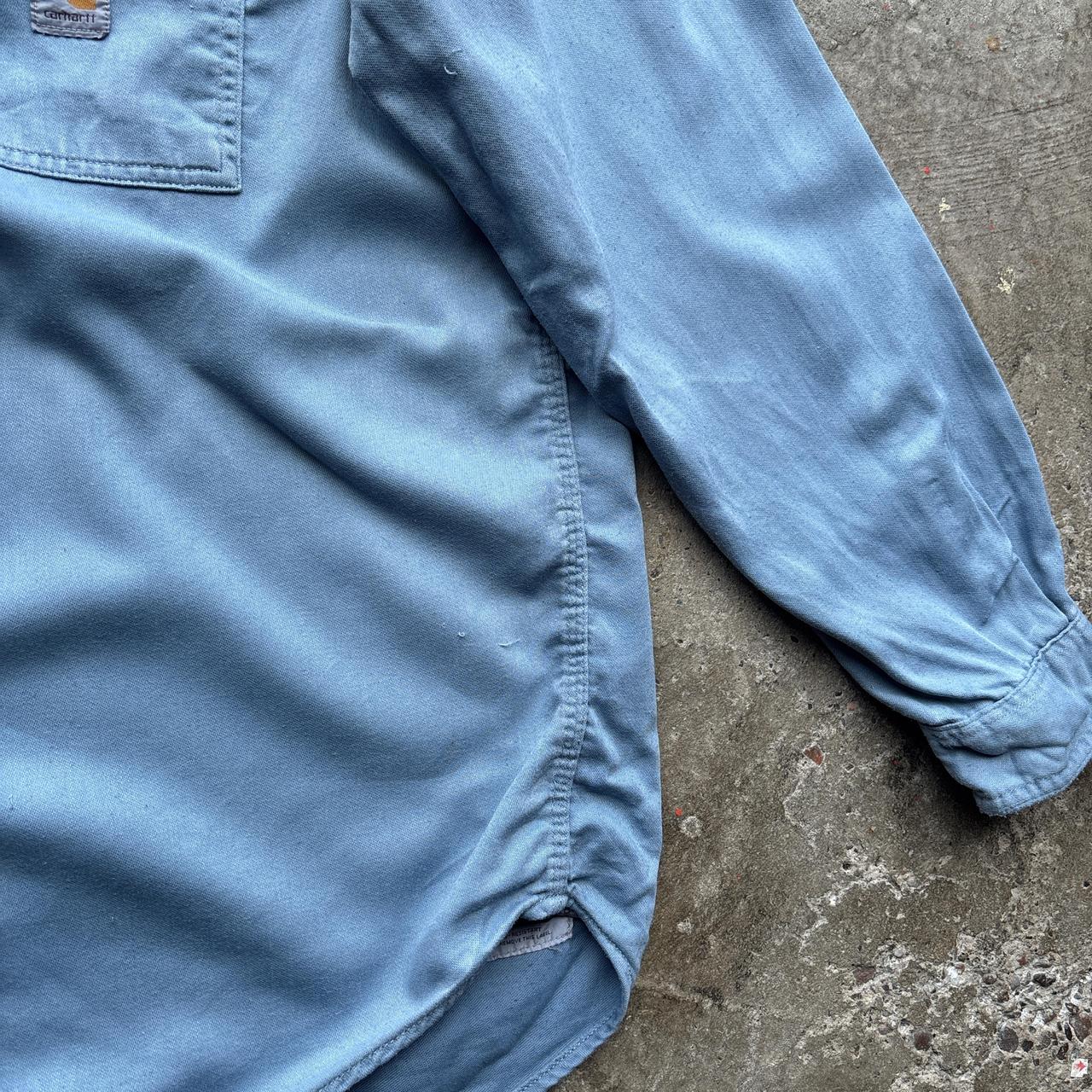 Blue Carhartt Flame Resistant workwear shirt with Ben name tag - L