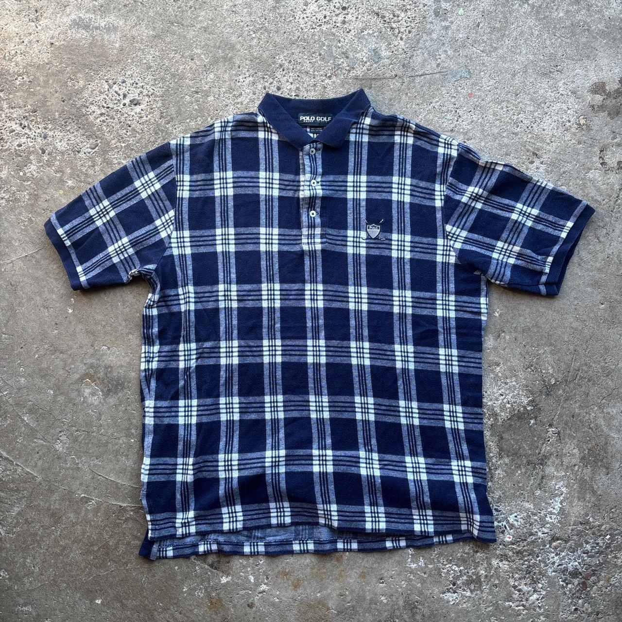 Polo Golf Ralph Lauren navy and white chequered polo shirt